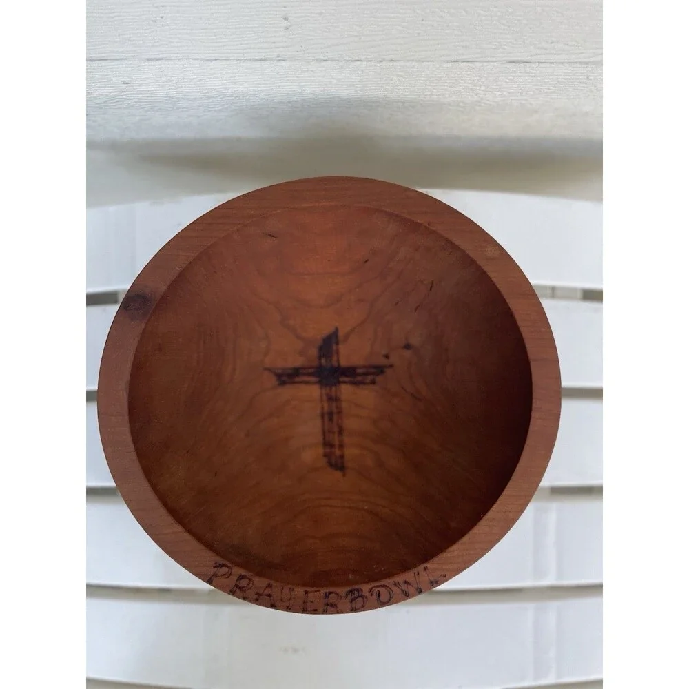 PrayerBowls Noah Large Handcrafted Wooden Prayer Bowl Cherry Wood 9.5